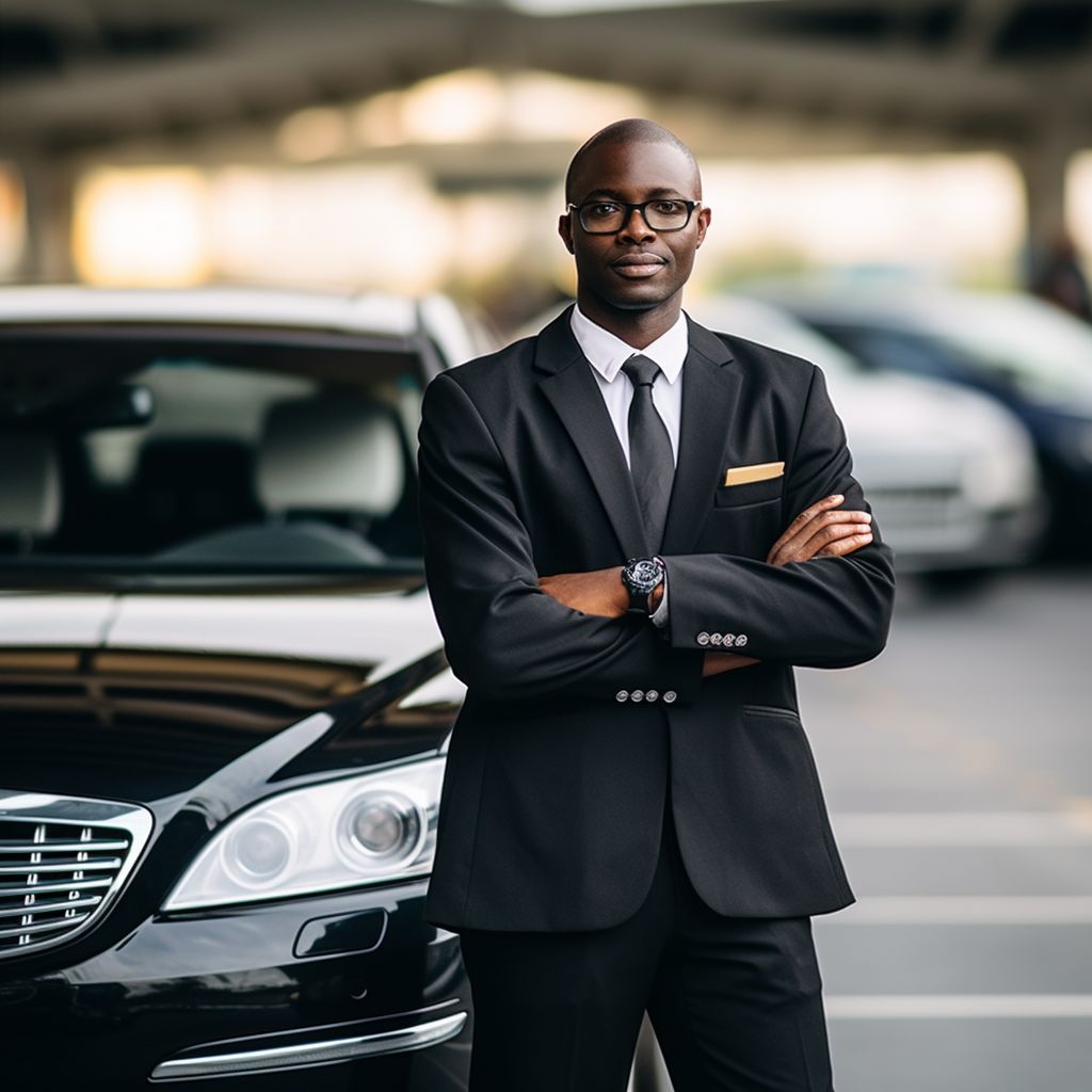 chauffeur in black suit offering point to point limo service